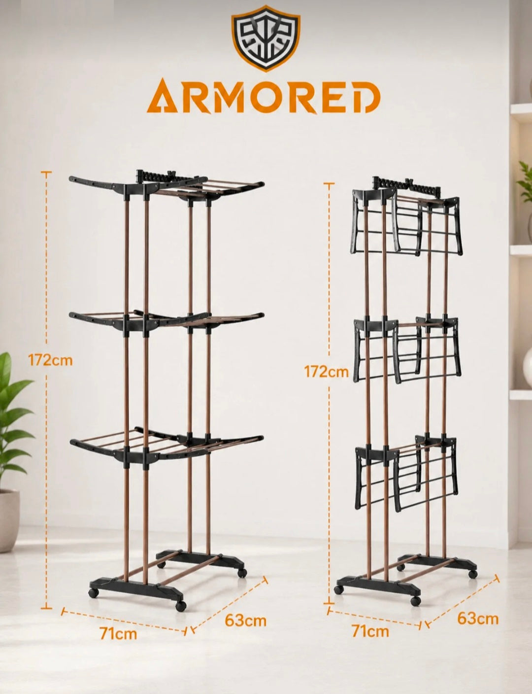 Armored Home Product AR-401 DEMONTE 3 Katlı Dikey Kurutmalık